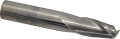SGS - 15/32", 1" LOC, 1/2" Shank Diam, 3" OAL, 2 Flute, Solid Carbide Square End Mill - Single End, Uncoated, Spiral Flute, 30° Helix, Centercutting, Right Hand Cut, Right Hand Flute, Series 3 - Apex Tool & Supply