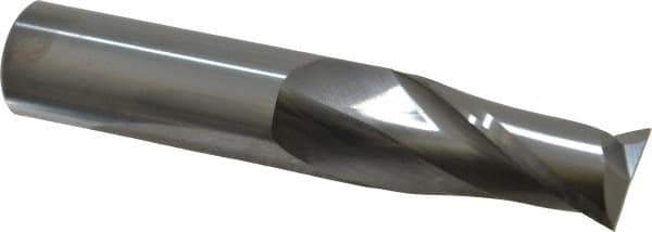 SGS - 3/4", 1-1/2" LOC, 3/4" Shank Diam, 4" OAL, 2 Flute, Solid Carbide Square End Mill - Single End, Uncoated, Spiral Flute, 30° Helix, Centercutting, Right Hand Cut, Right Hand Flute, Series 3 - Apex Tool & Supply