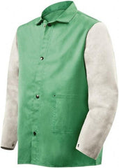 Steiner - Size 3XL Flame Resistant/Retardant Jacket - Green, Gray, Cotton & Leather, Snaps Closure, 60 to 64" Chest - Apex Tool & Supply