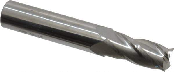 SGS - 29/64", 1" LOC, 1/2" Shank Diam, 3" OAL, 4 Flute, Solid Carbide Square End Mill - Single End, Uncoated, Spiral Flute, 30° Helix, Centercutting, Right Hand Cut, Right Hand Flute, Series 1 - Apex Tool & Supply