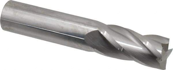 SGS - 3/4", 1-1/2" LOC, 3/4" Shank Diam, 4" OAL, 4 Flute, Solid Carbide Square End Mill - Single End, Uncoated, Spiral Flute, 30° Helix, Centercutting, Right Hand Cut, Right Hand Flute, Series 1 - Apex Tool & Supply