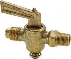 Parker - 1/8" Pipe, 1/4" Tube, Flare to Male Pipe Drain Cock & Shutoff Valve - 1/8-27 Thread, 30 Max psi - Apex Tool & Supply