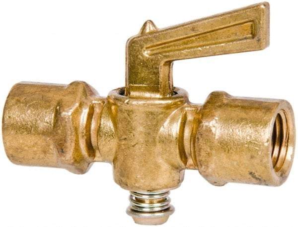 Parker - 1/4" Tube, Compression Pipe to Compression Pipe Drain Cock & Shutoff Valve - 1/4-18 Thread, 30 Max psi - Apex Tool & Supply