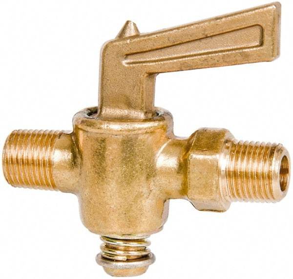 Parker - 1/8" Pipe, Male Pipe to Male Pipe Drain Cock & Shutoff Valve - 1/8-27 Thread, 30 Max psi - Apex Tool & Supply