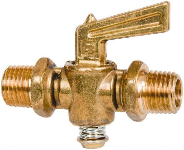 Parker - 1/4" Pipe, Male Pipe to Male Pipe Drain Cock & Shutoff Valve - 1/4-18 Thread, 30 Max psi - Apex Tool & Supply