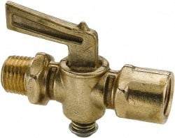 Parker - 1/4" Pipe, Female Pipe to Male Pipe Drain Cock & Shutoff Valve - 1/4-18 Thread, 30 Max psi - Apex Tool & Supply