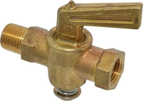 Parker - 1/8" Pipe, Female Pipe to Male Pipe Drain Cock & Shutoff Valve - 1/8-27 Thread, 30 Max psi - Apex Tool & Supply