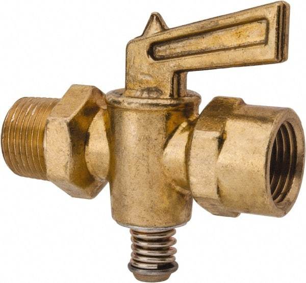 Parker - 3/8" Pipe, Female Pipe to Male Pipe Drain Cock & Shutoff Valve - 3/8-18 Thread, 30 Max psi - Apex Tool & Supply