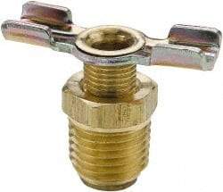 Parker - 3/8" Pipe, External Seal Drain Cock & Shutoff Valve - 3/8-18 Thread, 150 Max psi - Apex Tool & Supply
