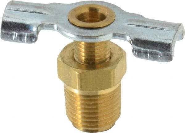 Parker - 1/8" Pipe, External Seal Drain Cock & Shutoff Valve - 1/8-27 Thread, 150 Max psi - Apex Tool & Supply