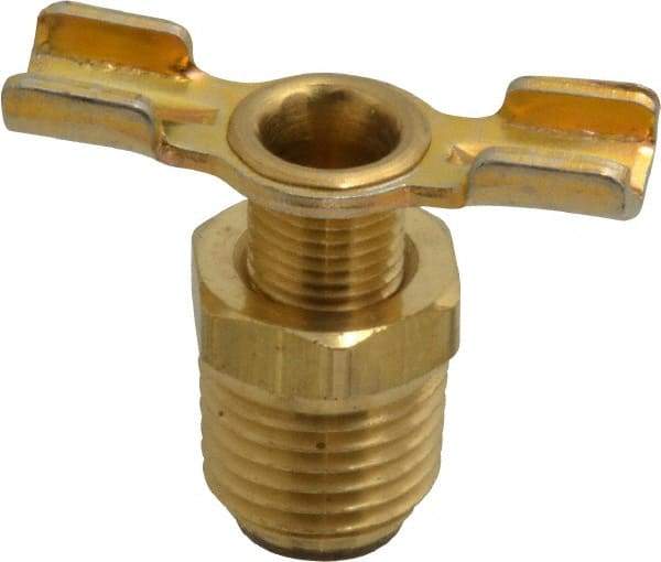 Parker - 1/4" Pipe, External Seal Drain Cock & Shutoff Valve - 1/4-18 Thread, 150 Max psi - Apex Tool & Supply