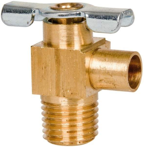Parker - 1/4" Pipe, 3/8" Tube, Tube to Male Pipe Drain Cock & Shutoff Valve - 1/4-18 Thread, 150 Max psi - Apex Tool & Supply