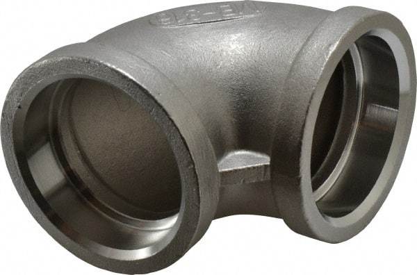 Merit Brass - 1-1/2" Grade 316 Stainless Steel Pipe 90° Elbow - Socket Weld x Socket Weld End Connections, 150 psi - Apex Tool & Supply