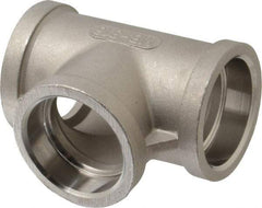 Merit Brass - 1-1/4" Grade 316 Stainless Steel Pipe Tee - Socket Weld x Socket Weld x Socket Weld End Connections, 150 psi - Apex Tool & Supply