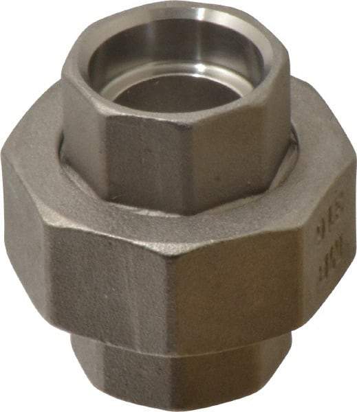 Merit Brass - 1/2" Grade 316 Stainless Steel Pipe Union - Socket Weld x Socket Weld End Connections, 150 psi - Apex Tool & Supply