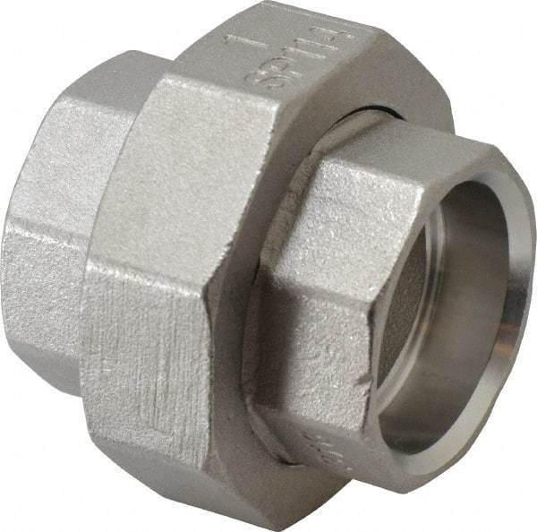 Merit Brass - 1" Grade 316 Stainless Steel Pipe Union - Socket Weld x Socket Weld End Connections, 150 psi - Apex Tool & Supply