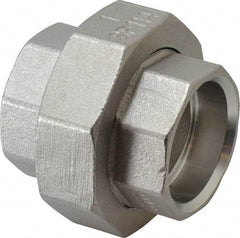 Merit Brass - 1" Grade 316 Stainless Steel Pipe Union - Socket Weld x Socket Weld End Connections, 150 psi - Apex Tool & Supply