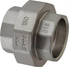 Merit Brass - 1-1/4" Grade 316 Stainless Steel Pipe Union - Socket Weld x Socket Weld End Connections, 150 psi - Apex Tool & Supply