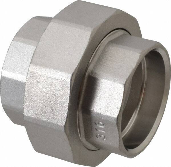 Merit Brass - 1-1/2" Grade 316 Stainless Steel Pipe Union - Socket Weld x Socket Weld End Connections, 150 psi - Apex Tool & Supply