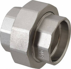 Merit Brass - 1-1/2" Grade 316 Stainless Steel Pipe Union - Socket Weld x Socket Weld End Connections, 150 psi - Apex Tool & Supply