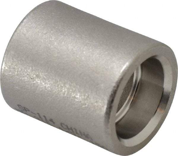 Merit Brass - 1/2" Grade 316 Stainless Steel Pipe Coupling - Socket Weld x Socket Weld End Connections, 150 psi - Apex Tool & Supply