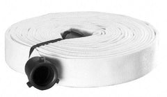 Made in USA - 2-1/2" ID x 2-13/16" OD, 250 Working psi, White Polyester/Rubber Fire Hose, Single Jacket - 2-1/2" NH/NST Ends, 100' Long, -40 to 150°F,750 Burst psi - Apex Tool & Supply