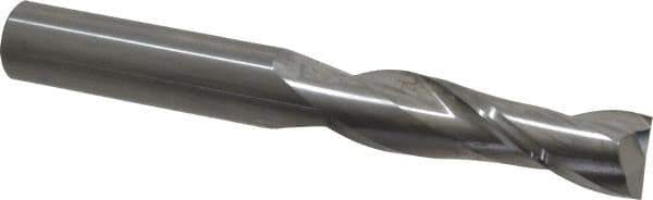 SGS - 5/8", 2-1/4" LOC, 5/8" Shank Diam, 5" OAL, 2 Flute, Solid Carbide Square End Mill - Single End, Uncoated, Spiral Flute, 30° Helix, Centercutting, Right Hand Cut, Right Hand Flute, Series 3L - Apex Tool & Supply