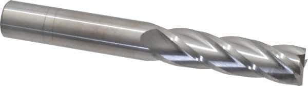 SGS - 5/8", 2-1/4" LOC, 5/8" Shank Diam, 5" OAL, 4 Flute, Solid Carbide Square End Mill - Single End, Uncoated, Spiral Flute, 30° Helix, Centercutting, Right Hand Cut, Right Hand Flute, Series 1L - Apex Tool & Supply