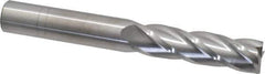 SGS - 5/8", 2-1/4" LOC, 5/8" Shank Diam, 5" OAL, 4 Flute, Solid Carbide Square End Mill - Single End, Uncoated, Spiral Flute, 30° Helix, Centercutting, Right Hand Cut, Right Hand Flute, Series 1L - Apex Tool & Supply