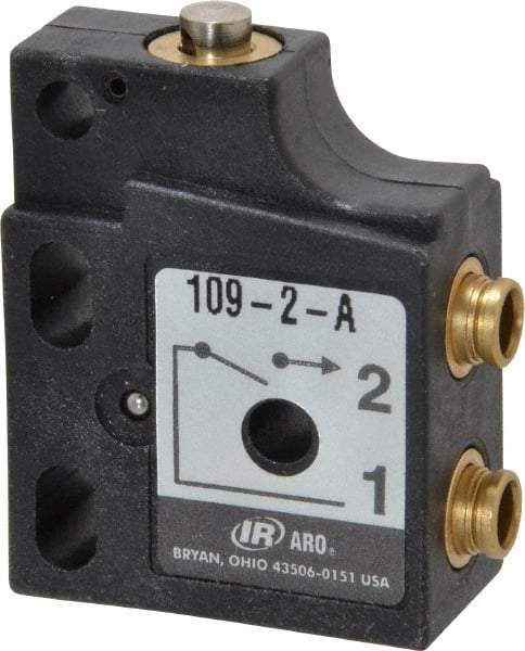 ARO/Ingersoll-Rand - 0.09 CV Rate, 3 Way Valve Mini Mechanical Valve - 5/32" NPT Inlet, 5/32" NPT Outlet, 150 Max psi, Straight Plunger - Apex Tool & Supply