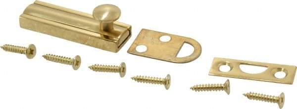 Don-Jo - 2" Long, 1/2" Wide Brass Slide Bolt - US3 Bright Brass - Apex Tool & Supply