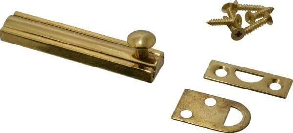 Don-Jo - 3" Long, 1/2" Wide Brass Slide Bolt - US3 Bright Brass - Apex Tool & Supply