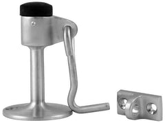 Don-Jo - 3-1/2" Projection Wall Door Stop with Hook - Floor & Wall Mount, Satin Chrome Finish - Apex Tool & Supply
