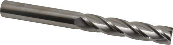 SGS - 5/8", 3" LOC, 5/8" Shank Diam, 6" OAL, 4 Flute, Solid Carbide Square End Mill - Single End, Uncoated, Spiral Flute, 30° Helix, Centercutting, Right Hand Cut, Right Hand Flute, Series 1EL - Apex Tool & Supply
