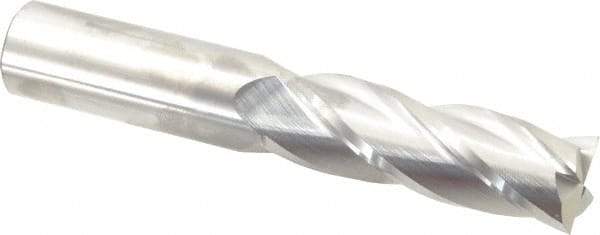 SGS - 1", 3" LOC, 1" Shank Diam, 6" OAL, 4 Flute, Solid Carbide Square End Mill - Single End, Uncoated, Spiral Flute, 30° Helix, Centercutting, Right Hand Cut, Right Hand Flute, Series 1EL - Apex Tool & Supply