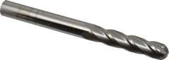 SGS - 3/8" Diam, 1-3/4" LOC, 4 Flute Solid Carbide Ball End Mill - Uncoated, Single End, 4" OAL, 3/8" Shank Diam, Spiral Flute - Apex Tool & Supply