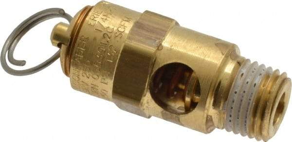 Conrader - 1/4" Inlet, ASME Safety Relief Valve - 150 Max psi, Brass, 136 Cubic' per Min - Apex Tool & Supply