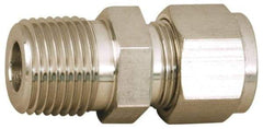 Parker - 1/4" OD, Stainless Steel Male Connector - -425 to 1,200°F, 11/16" Hex, Comp x MNPT Ends - Apex Tool & Supply