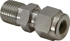 Parker - 5/16" OD, Stainless Steel Male Connector - -425 to 1,200°F, 9/16" Hex, Comp x MNPT Ends - Apex Tool & Supply