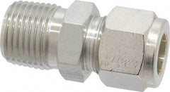 Parker - 1/2" OD, Stainless Steel Male Connector - 7/8" Hex, Comp x MNPT Ends - Apex Tool & Supply