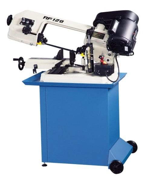 Enco - 5 x 6" Max Capacity, Manual Step Pulley Horizontal Bandsaw - 80, 120 & 200 SFPM Blade Speed, 110 Volts, 45 & 60°, 1/3 hp, 1 Phase - Apex Tool & Supply