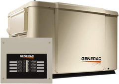 Generac Power - 1 Phase LP & NG Air Cooled Standby Power Generator - 120/240 V, 7.5 (LP) & 6 (NG) kW, OHV, Bisque Aluminum Enclosure, Use 51.6 (LP) & 117 (NG) to Fuel - Apex Tool & Supply