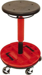 ShopSol - 300 Lb Capacity, 5 Wheel Trolley Stool - Polyurethane, 18" Long x 16-1/2" Overall Height x 18" Wide - Apex Tool & Supply