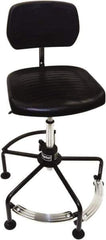ShopSol - 17 to 35" High Adjustable Height Swivel Stool - 26" Wide x 26-1/2" Deep, Polyurethane Seat, Black - Apex Tool & Supply
