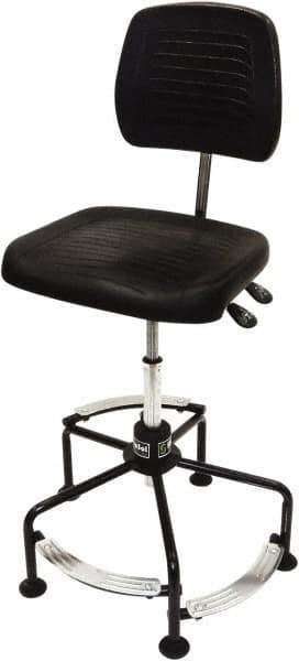 ShopSol - 17 to 35" High Adjustable Height Swivel Stool - 26" Wide x 26-1/2" Deep, Polyurethane Seat, Black - Apex Tool & Supply