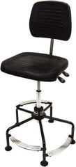 ShopSol - 17 to 35" High Adjustable Height Swivel Stool - 26" Wide x 26-1/2" Deep, Polyurethane Seat, Black - Apex Tool & Supply