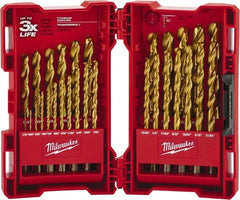 Milwaukee Tool - 135° Point, TiN Finish High Speed Steel Maintenance Length Drill Bit Set - Apex Tool & Supply