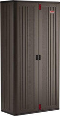 Suncast - 4 Shelf Locking Storage Cabinet - Polypropylene, 40" Wide x 20-1/4" Deep x 80" High, Gray - Apex Tool & Supply