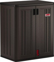 Suncast - 2 Shelf Locking Storage Cabinet - Polypropylene, 30" Wide x 20-1/4" Deep x 36" High, Gray - Apex Tool & Supply