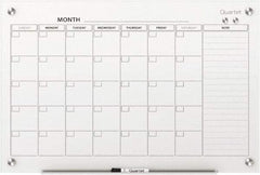 Quartet - 36" High x 48" Wide Magnetic Dry Erase Calendar - Glass, Includes Dry-Erase Marker, Magnet & Mounting Kit - Apex Tool & Supply